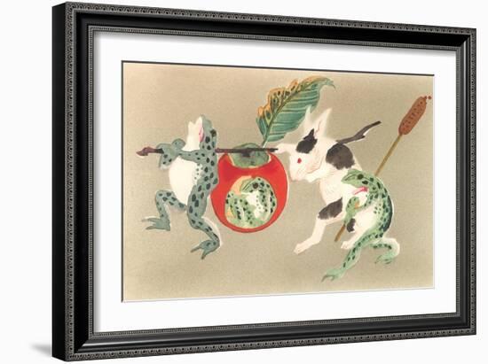 Frogs and Rabbit Carrying Palanquin-null-Framed Art Print