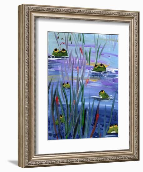 Frogs in the Pond-sylvia pimental-Framed Art Print