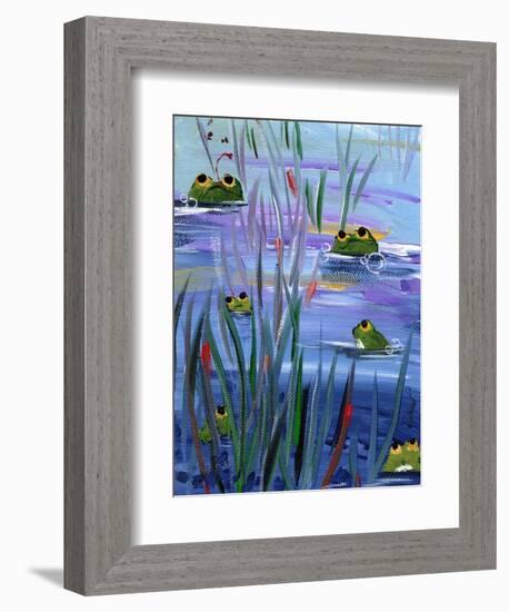 Frogs in the Pond-sylvia pimental-Framed Art Print