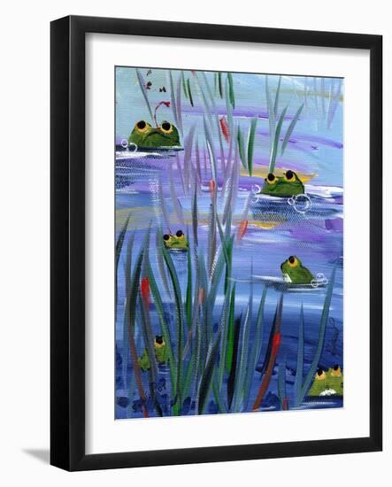 Frogs in the Pond-sylvia pimental-Framed Art Print