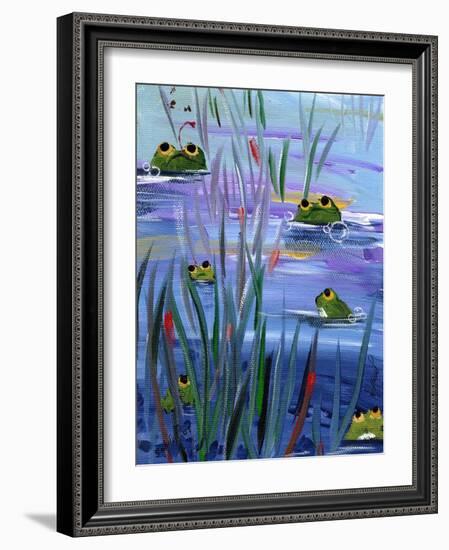 Frogs in the Pond-sylvia pimental-Framed Art Print