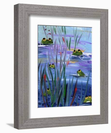 Frogs in the Pond-sylvia pimental-Framed Premium Giclee Print