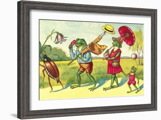 Frogs on Summer Outing-null-Framed Art Print