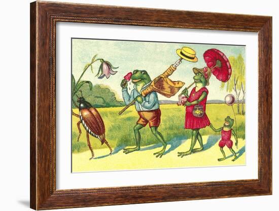 Frogs on Summer Outing-null-Framed Art Print