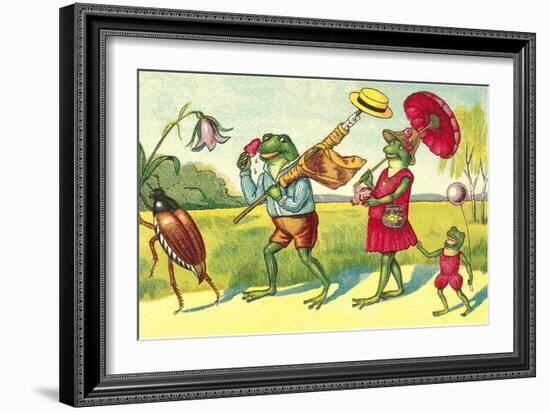 Frogs on Summer Outing-null-Framed Art Print