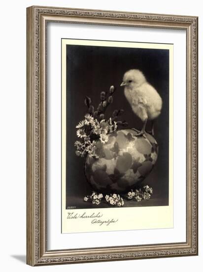 Frohe Ostern, Küken Sitzt Auf Einem Osterei,Kätzchen-null-Framed Giclee Print