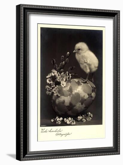 Frohe Ostern, Küken Sitzt Auf Einem Osterei,Kätzchen-null-Framed Giclee Print