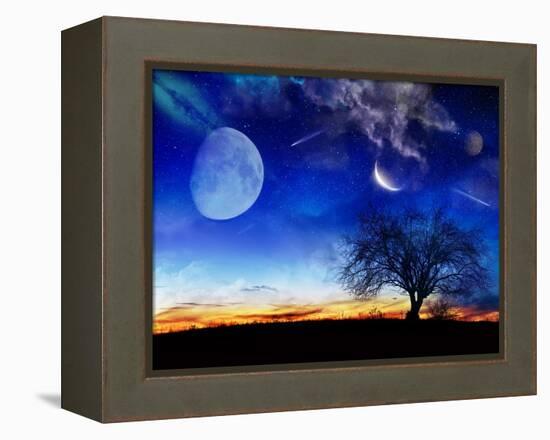 From Earth Looking Out Into The A Surreal Night Starry Sky-Vicki France-Framed Stretched Canvas