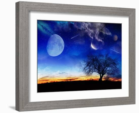 From Earth Looking Out Into The A Surreal Night Starry Sky-Vicki France-Framed Art Print