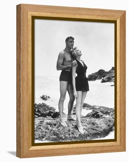 FROM HERE TO ETERNITY, 1953 directed by FRED ZINNEMANN Burt Lancaster and Deborah Kerr (b/w photo)-null-Framed Stretched Canvas