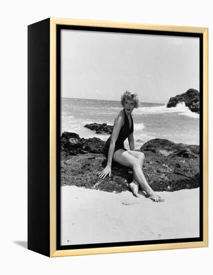 From Here to Eternity by FredZinnemann with Deborah Kerr (1921 - 2007), here 1953 (b/w photo)-null-Framed Stretched Canvas