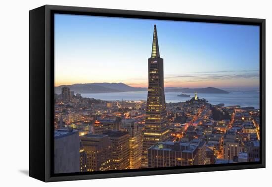 From Hotel Mandarin Oriental Towards Transamerica Pyramid and Coit Tower, San Francisco, California-Christian Heeb-Framed Premier Image Canvas