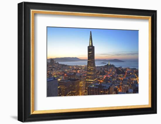 From Hotel Mandarin Oriental Towards Transamerica Pyramid and Coit Tower, San Francisco, California-Christian Heeb-Framed Photographic Print