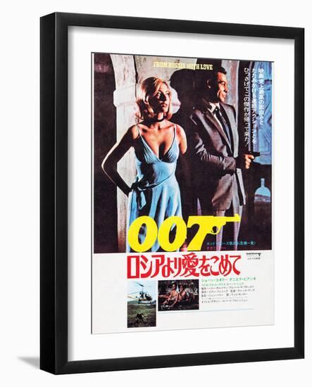 From Russia with Love, Japanese Poster Art, Top from Left: Daniela Bianchi, Sean Connery, 1963-null-Framed Art Print