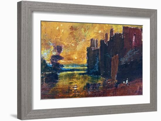 From Sketchbook: Caernarven Castle at Sunrise, 1798, Watercolour on Paper-J. M. W. Turner-Framed Giclee Print