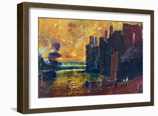 From Sketchbook: Caernarven Castle at Sunrise, 1798, Watercolour on Paper-J. M. W. Turner-Framed Giclee Print