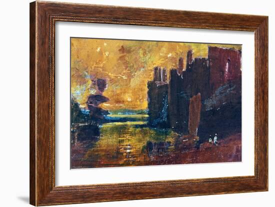 From Sketchbook: Caernarven Castle at Sunrise, 1798, Watercolour on Paper-J. M. W. Turner-Framed Giclee Print