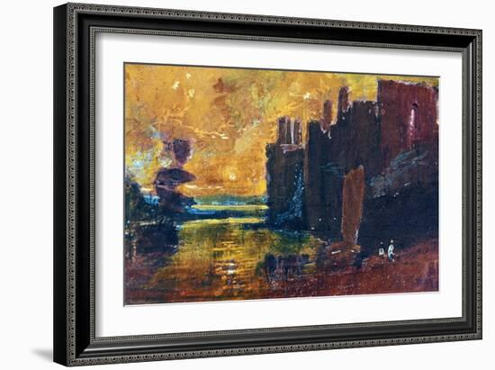 From Sketchbook: Caernarven Castle at Sunrise, 1798, Watercolour on Paper-J. M. W. Turner-Framed Giclee Print