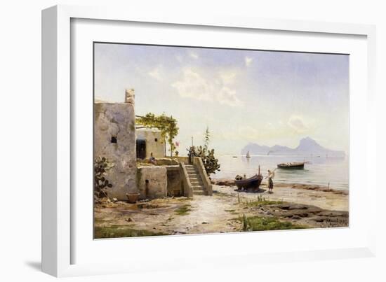 From Sorrento, Towards Capri, 1889-Peder Mork Monsted-Framed Giclee Print