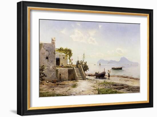 From Sorrento, Towards Capri, 1889-Peder Mork Monsted-Framed Giclee Print