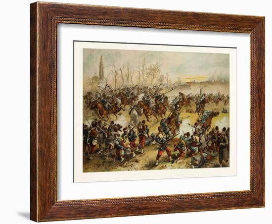 From the Battle of St. Quentin on the 19th of January 1871. German Cavalry Charging at a French Def-null-Framed Giclee Print