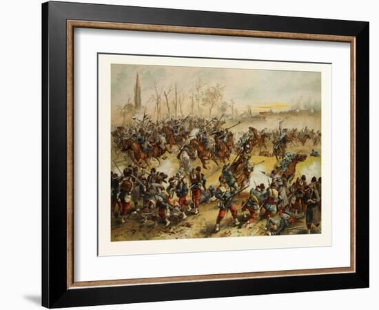 From the Battle of St. Quentin on the 19th of January 1871. German Cavalry Charging at a French Def-null-Framed Giclee Print