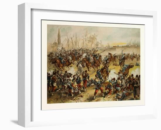 From the Battle of St. Quentin on the 19th of January 1871. German Cavalry Charging at a French Def-null-Framed Giclee Print