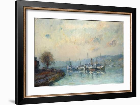 From the Boathouse, Outskirts of Rouen-Albert-Charles Lebourg-Framed Giclee Print