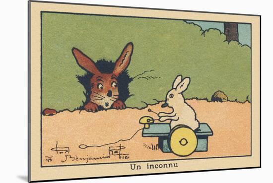 From the Entrance of His Burrow a Rabbit Observes a Rabbit Playing a Musical Toy with Wheels.” A St-Benjamin Rabier-Mounted Giclee Print