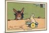 From the Entrance of His Burrow a Rabbit Observes a Rabbit Playing a Musical Toy with Wheels.” A St-Benjamin Rabier-Mounted Giclee Print