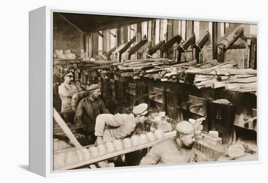 From the German Side: Making War Bread in a Field-Bakery of Von Hindenburg's Army-German photographer-Framed Premier Image Canvas