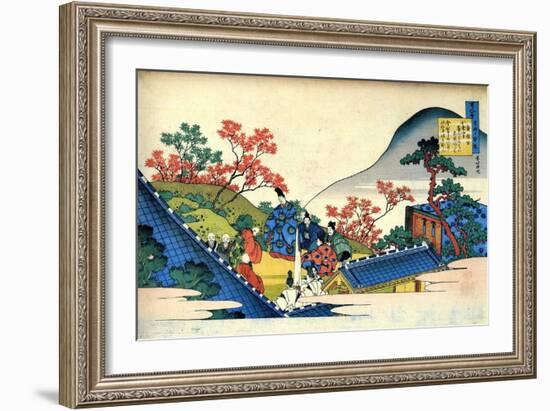 From the Series Hundred Poems by One Hundred Poets: Fujiwara No Tadahira, C1830-Katsushika Hokusai-Framed Giclee Print