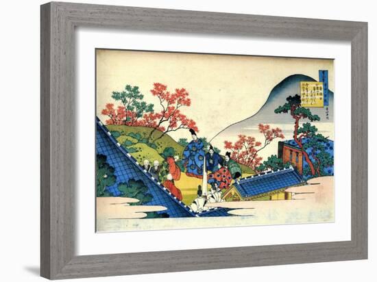 From the Series Hundred Poems by One Hundred Poets: Fujiwara No Tadahira, C1830-Katsushika Hokusai-Framed Giclee Print