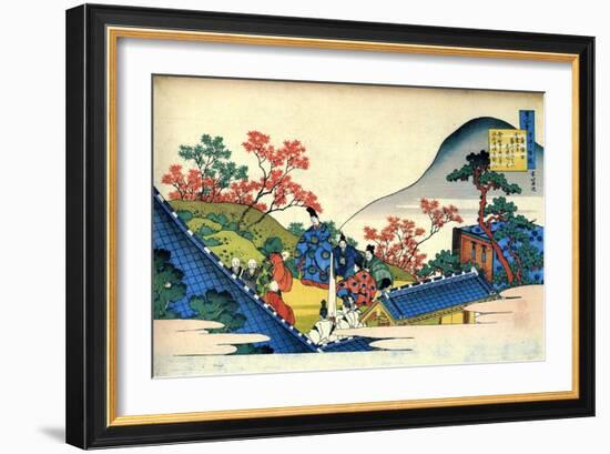 From the Series Hundred Poems by One Hundred Poets: Fujiwara No Tadahira, C1830-Katsushika Hokusai-Framed Giclee Print