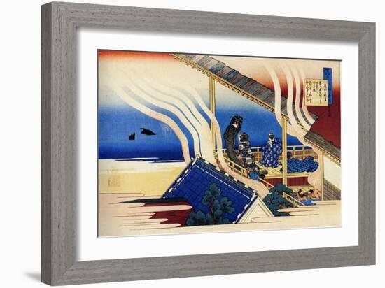 From the Series Hundred Poems by One Hundred Poets: Fujiwara No Yoshitaka, C1830-Katsushika Hokusai-Framed Giclee Print