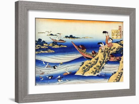 From the Series Hundred Poems by One Hundred Poets: Ono No Takamura, C1830-Katsushika Hokusai-Framed Giclee Print