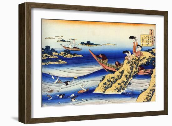 From the Series Hundred Poems by One Hundred Poets: Ono No Takamura, C1830-Katsushika Hokusai-Framed Giclee Print