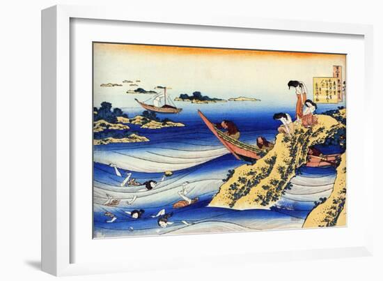 From the Series Hundred Poems by One Hundred Poets: Ono No Takamura, C1830-Katsushika Hokusai-Framed Giclee Print