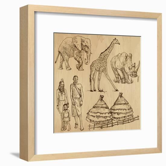 From the Traveling Series: South Africa - Collection of an Hand Drawn Illustrations-KUCO-Framed Art Print