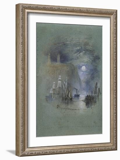 from Turner's Annual Tour: The Seine 1834 Watercolours, Light-Towers of la Hève (Vignette)-Joseph Mallord William Turner-Framed Giclee Print