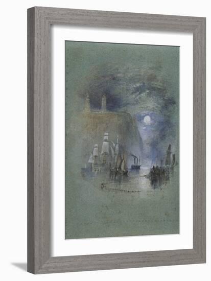 from Turner's Annual Tour: The Seine 1834 Watercolours, Light-Towers of la Hève (Vignette)-Joseph Mallord William Turner-Framed Giclee Print