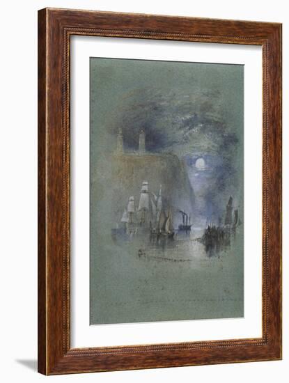 from Turner's Annual Tour: The Seine 1834 Watercolours, Light-Towers of la Hève (Vignette)-Joseph Mallord William Turner-Framed Giclee Print