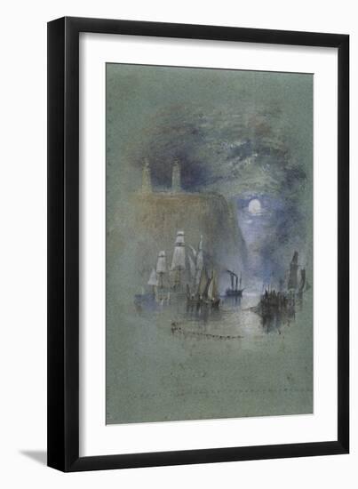 from Turner's Annual Tour: The Seine 1834 Watercolours, Light-Towers of la Hève (Vignette)-Joseph Mallord William Turner-Framed Giclee Print