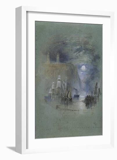 from Turner's Annual Tour: The Seine 1834 Watercolours, Light-Towers of la Hève (Vignette)-Joseph Mallord William Turner-Framed Giclee Print