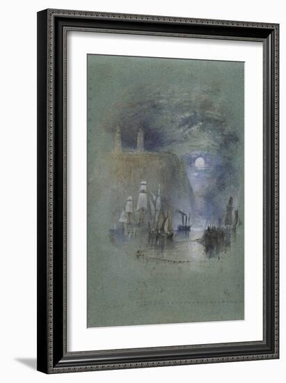from Turner's Annual Tour: The Seine 1834 Watercolours, Light-Towers of la Hève (Vignette)-Joseph Mallord William Turner-Framed Giclee Print