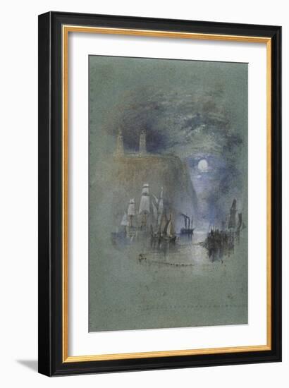 from Turner's Annual Tour: The Seine 1834 Watercolours, Light-Towers of la Hève (Vignette)-Joseph Mallord William Turner-Framed Giclee Print