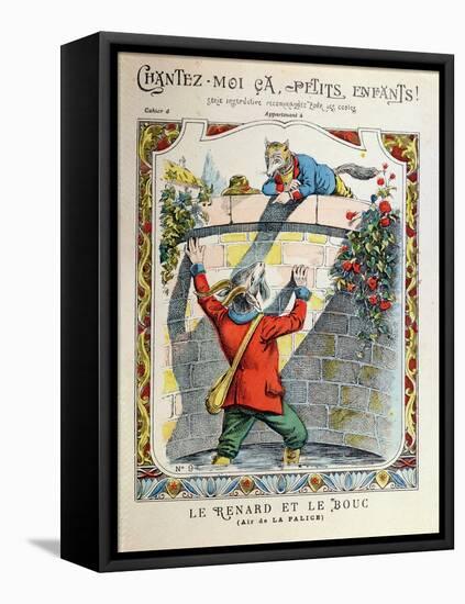 Front Cover of a School Exercise Book Depicting 'The Fox and the Billy Goat', C.1900-null-Framed Premier Image Canvas