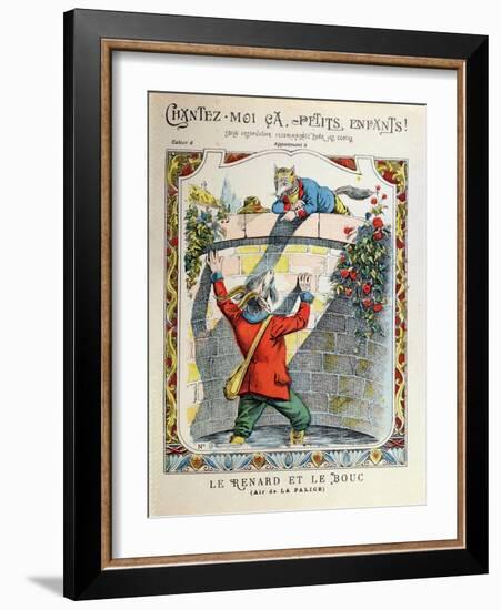 Front Cover of a School Exercise Book Depicting 'The Fox and the Billy Goat', C.1900-null-Framed Giclee Print