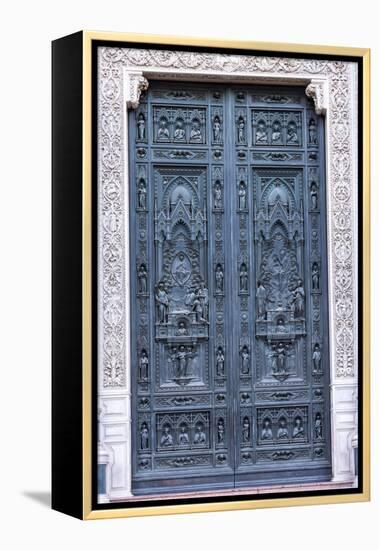 Front door. Duomo Santa Maria del Fiore. Tuscany, Italy.-Tom Norring-Framed Premier Image Canvas