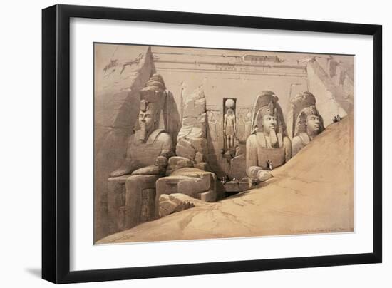 Front Elevation of the Great Temple of Aboo Simbel, Nubia, from 'Egypt and Nubia'-David Roberts-Framed Giclee Print